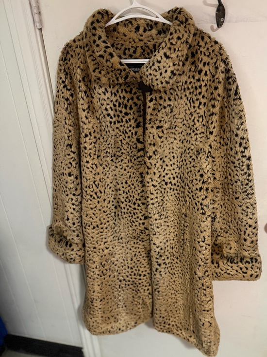 Furrocious Jackets & Blazers - Vintage Mid-Length Leopard-Print Faux Fur Coat - by Furrocious